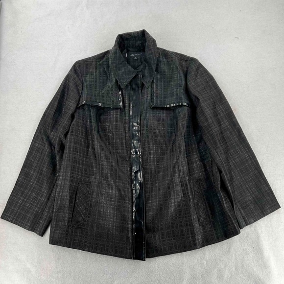 ANNE KLEIN Women Blazer Leather Jacket Black Collared Longsleeves Size 2X - Picture 1 of 8